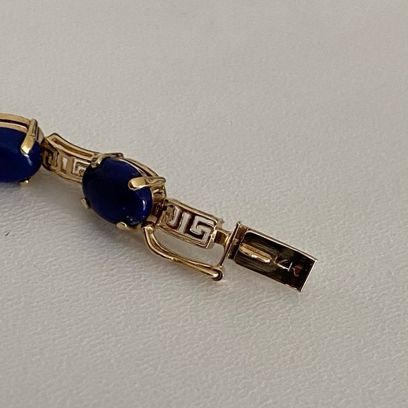 14K Lapis Lazuli Greek Tennis Bracelet - Picture 6 of 16